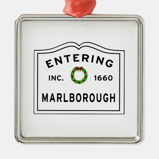 Marlborough, MA Holiday Wreath Metal Ornament (Voorkant)