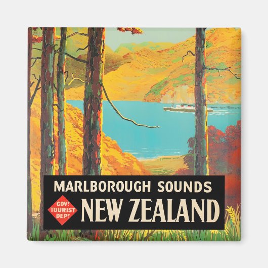 Marlborough New Zealand vintage-reis Magneet (Voorkant)