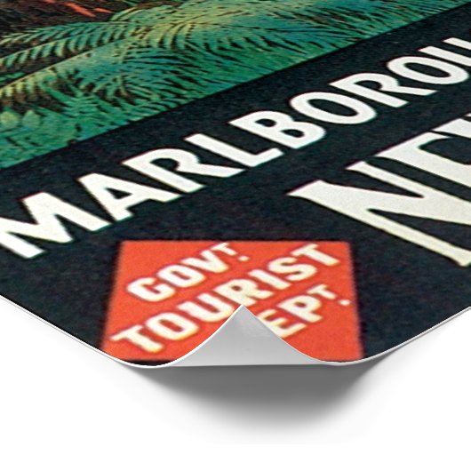 Marlborough Sound, New Zealand Travel Poster (Hoek)