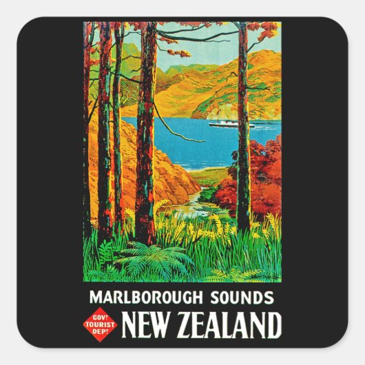 Marlborough Sound Vierkante Sticker (Voorkant)