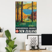Marlborough Sound Vintage Travel Poster (Thuiskantoor)