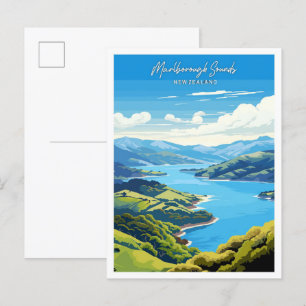 Marlborough Sounds Travel  Illustration Briefkaart