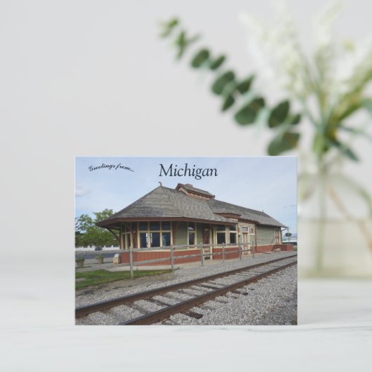 Marlette Train Depot Michigan USA Briefkaart (Staand voorkant)