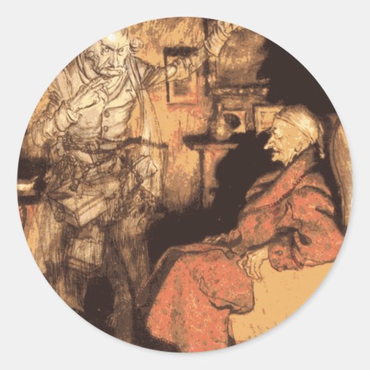 Marley en Scrooge Ronde Sticker (Voorkant)