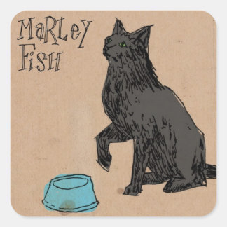 Marley Fish Avondeten Tijd Vierkante Sticker