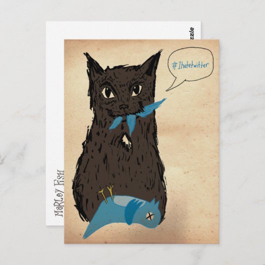 Marley Fish Hates Twitter Briefkaart (Voorkant / Achterkant)