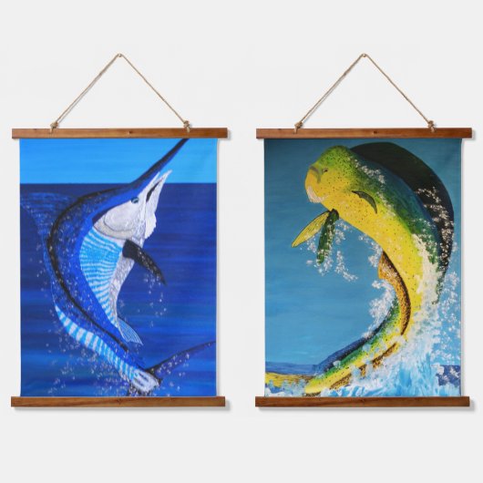 Marlijn & dolfijnvissen hangend wandkleed (Dubbel)