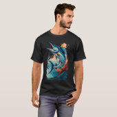 Marlijn springend boven oceaangolven t-shirt (Voorkant volledig)