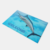 Marlin Blauwe Water Sport Vis Welkom Deurmat (Schuin)