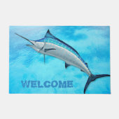 Marlin Blauwe Water Sport Vis Welkom Deurmat (Voorkant)