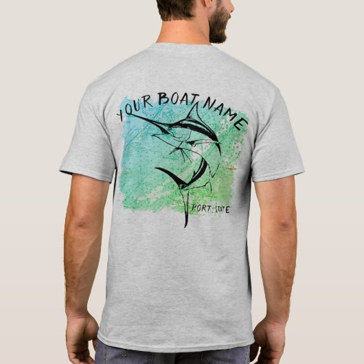 Marlin Boat Name met Chart Shirt (Achterkant)
