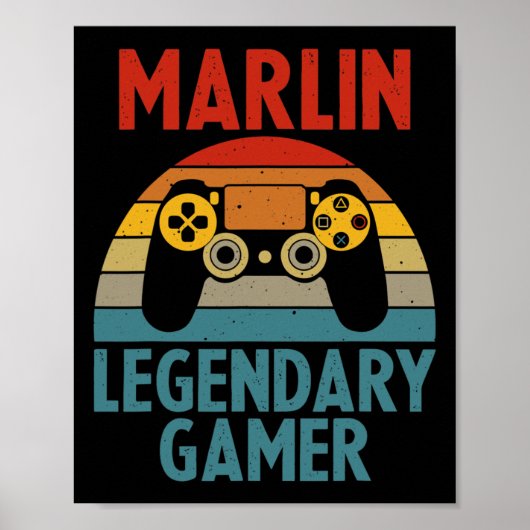 Marlin Cadeau Naam Gepersonaliseerd Grappig Gamen Poster (Voorkant)
