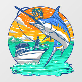 Marlin Fish die het charter van de lokkervisser ne Raamsticker