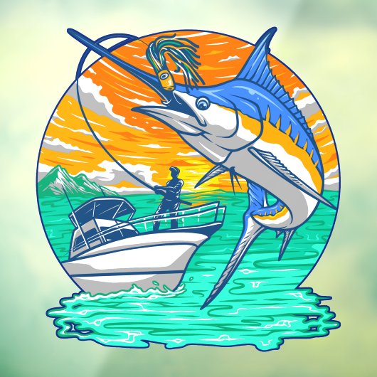 Marlin Fish die het charter van de lokkervisser ne Raamsticker (Vel 3)