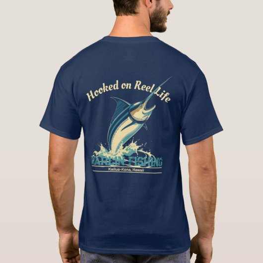 Marlin Fish-Hooked op het Reel Life T-shirt (Achterkant)