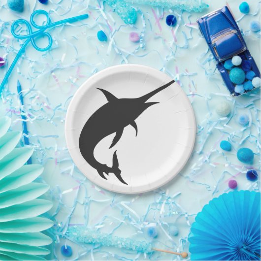 Marlin fish silhouette - Kies achtergrondkleur Papieren Bordje (Feest)