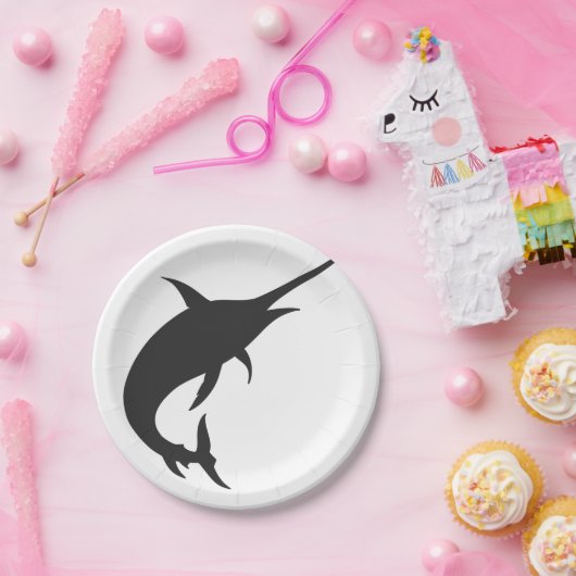 Marlin fish silhouette - Kies achtergrondkleur Papieren Bordje (Feest)