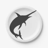 Marlin fish silhouette - Kies achtergrondkleur Papieren Bordje (Voorkant)