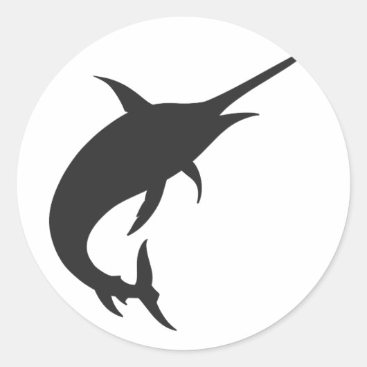 Marlin fish silhouette - Kies achtergrondkleur Ronde Sticker (Voorkant)