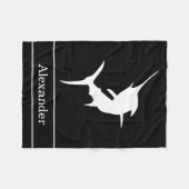 Marlin Silhouette op zwart met naam Fleece Deken (Voorkant (Horizontaal))