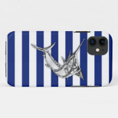Marlin Szwaardvis Chrome on Nautical Stripes Case-Mate iPhone Case (Achterkant (horizontaal))