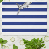 Marlin Szwaardvis Chrome Style op Nautical Stripes Theedoek (Gevouwen)