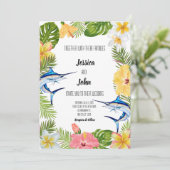 Marlin Tropical Wedding Invitation Kaart (Staand voorkant)