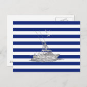 Marlin Vist Chrome over Nautical Stripes Briefkaart (Voorkant / Achterkant)