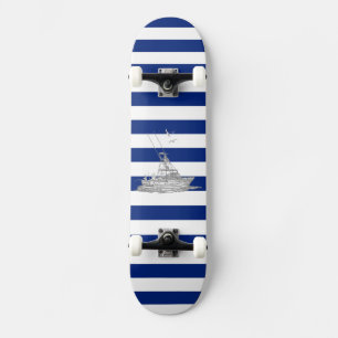 Marlin Vist Chrome over Nautical Stripes Persoonlijk Skateboard