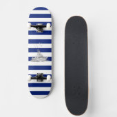 Marlin Vist Chrome over Nautical Stripes Persoonlijk Skateboard (Voorkant)