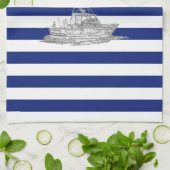 Marlin Vist Chrome over Nautical Stripes Theedoek (Gevouwen)