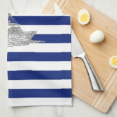 Marlin Vist Chrome over Nautical Stripes Theedoek (Quarter Fold)