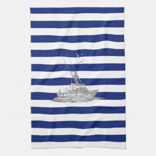 Marlin Vist Chrome over Nautical Stripes Theedoek