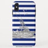 Marlin Vist Zilver op Nautical Stripes Case-Mate iPhone Case (Achterkant)
