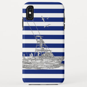 Marlin Vist Zilver op Nautical Stripes iPhone XS Max Hoesje