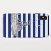 Marlin Vist Zilver op Nautical Stripes Case-Mate iPhone Case (Achterkant (horizontaal))