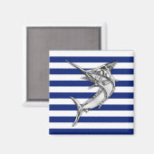 Marlin Zwaardvis Chrome Stijl op Nautilus Strepen Magneet (Voorkant / Achterkant)