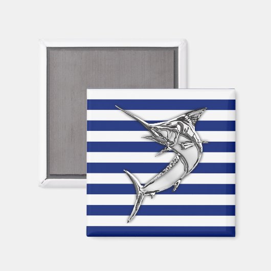 Marlin Zwaardvis Chrome Stijl op Nautilus Strepen Magneet (Voorkant / Achterkant)