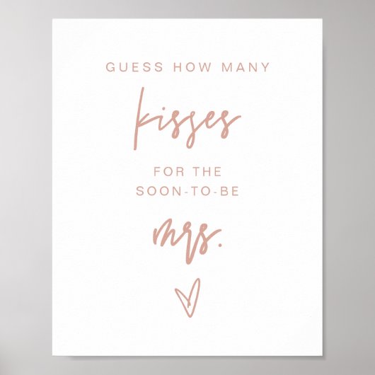 MARLO Blush Roze Hoeveel Kusjes Bruidsfeest Spel Poster (Voorkant)