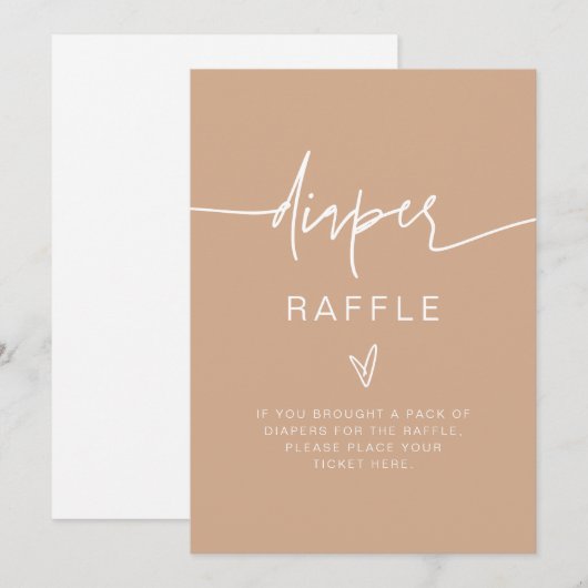 MARLO Bohemian Beige Diaper Raffle Game Sign Kaart (Voorkant / Achterkant)