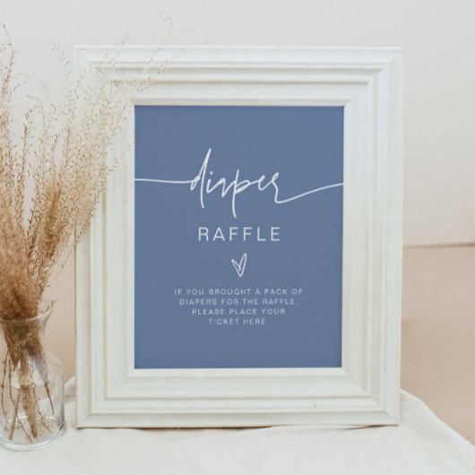 MARLO Bohemian Dusty Blue Diaper Raffle Game Sign Poster