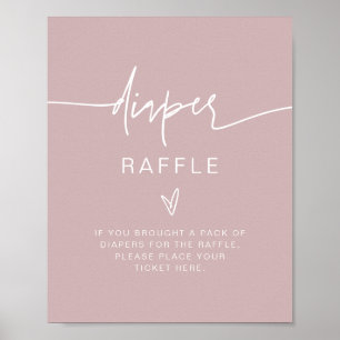MARLO Bohemian Dusty Roos Diaper Raffle Game Sign Poster