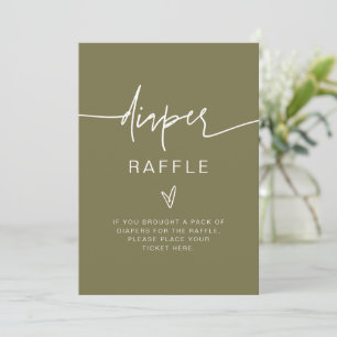 MARLO Bohemian Olive Green Diaper Raffle Game Sign Kaart