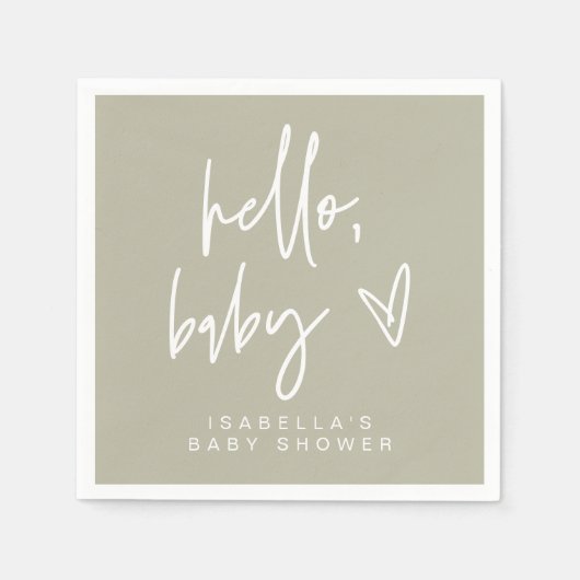 MARLO Bohemian Sage Green Baby shower Napkins Servet (Voorkant)