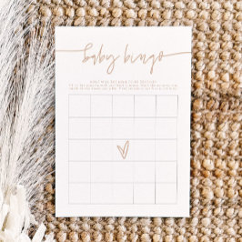 MARLO Boho beige Baby shower Bingo Game Card Kaart