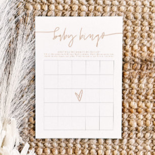 MARLO Boho beige Baby shower Bingo Game Card Kaart