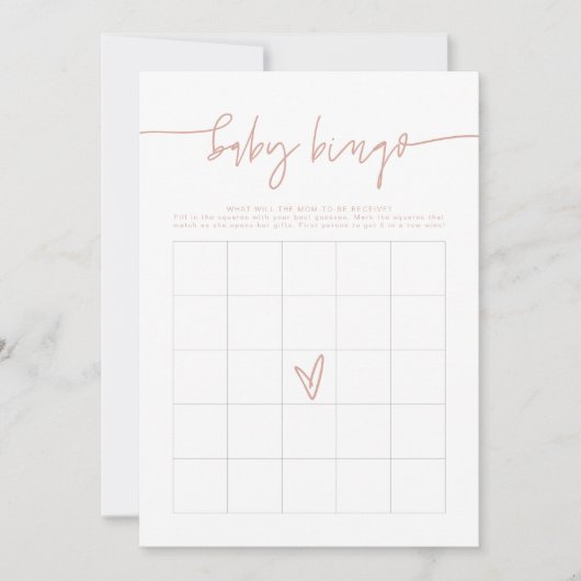 MARLO Boho Blush Pink Baby shower Bingo Game Card Kaart (Voorkant)