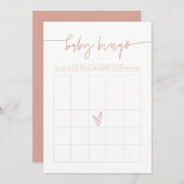 MARLO Boho Blush Pink Baby shower Bingo Game Card Kaart (Voorkant / Achterkant)