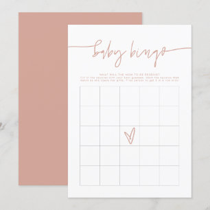 MARLO Boho Blush Pink Baby shower Bingo Game Card Kaart