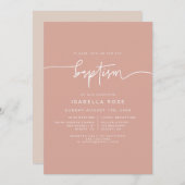 MARLO Boho Blush Pink Baptism Uitnodiging (Voorkant / Achterkant)